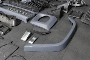 ชุดกันชนหน้า สำหรับ W465 G-Class คิ้วหูลากสีเงิน ทรง G63 AMG