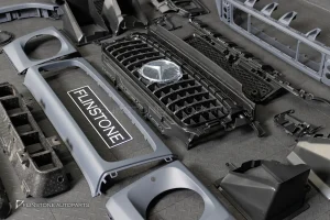 ชุดกันชนหน้า สำหรับ W465 G-Class คิ้วหูลากสีเงิน ทรง G63 AMG