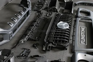 ชุดกันชนหน้า สำหรับ W465 G-Class คิ้วหูลากสีเงิน ทรง G63 AMG