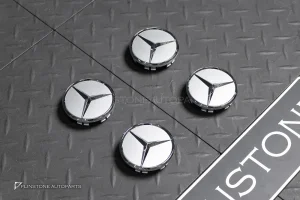 ฝาล้อ Mercedes Benz สีเทา ดาวโครเมี่ยม แท้ – 4 ชิ้น
