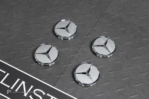 ฝาล้อ Mercedes Benz สีเทา ดาวโครเมี่ยม แท้ – 4 ชิ้น