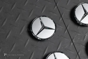 ฝาล้อ Mercedes Benz สีเทา ดาวโครเมี่ยม แท้ – 4 ชิ้น
