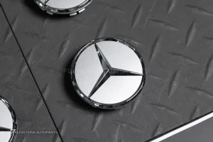 ฝาล้อ Mercedes Benz สีเทา ดาวโครเมี่ยม แท้ – 4 ชิ้น