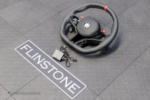 พวงมาลัย พร้อม Airbag พร้อมปุ่ม M1 M2 สำหรับ BMW X6 G06 LCI หนังดำ ด้าย3สี กรอบ Carbon fiber