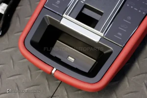 คอลโซลกลางที่เข้าเกียร์ สำหรับ Porsche Cayenne 958 สีแดงเลือดหมู