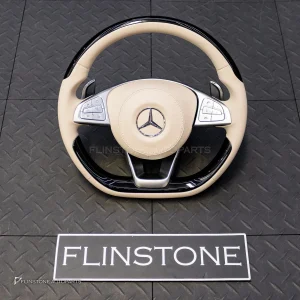 พวงมาลัย พร้อม Airbag สำหรับ W222 S-Class หนังสีครีม ด้ายสีครีม