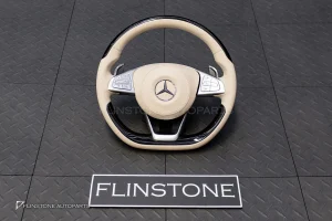 พวงมาลัย พร้อม Airbag สำหรับ W222 S-Class หนังสีครีม ด้ายสีครีม