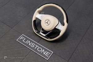 พวงมาลัย พร้อม Airbag สำหรับ W222 S-Class หนังสีครีม ด้ายสีครีม