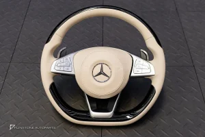 พวงมาลัย พร้อม Airbag สำหรับ W222 S-Class หนังสีครีม ด้ายสีครีม