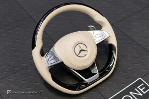 พวงมาลัย พร้อม Airbag สำหรับ W222 S-Class หนังสีครีม ด้ายสีครีม