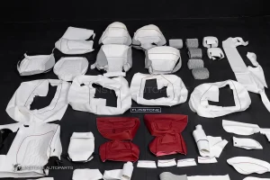 ชุดหนังภายใน W464 G-Class สีขาวเดินเส้นสีแดง