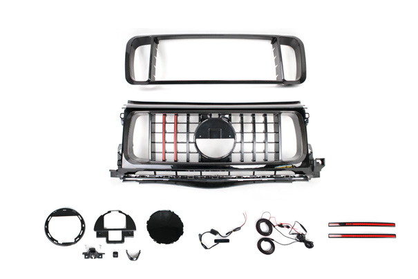 กระจังหน้าพร้อมกรอบ คิ้วแดง Dry Carbon W464 G-Class ทรง B900