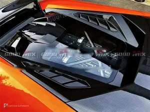 ฝาครอบห้องเครื่องท้ายคาร์บอนไฟเบอร์ ทรง Tecnica Lamborghini Huracan 610 AUBU
