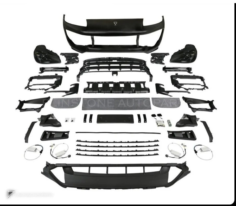 前保险杠套装 + 大灯 Matrix PORSCHE Cayenne 957 年 07-10 老款升级新款款式 Turbo 款 25 by KM