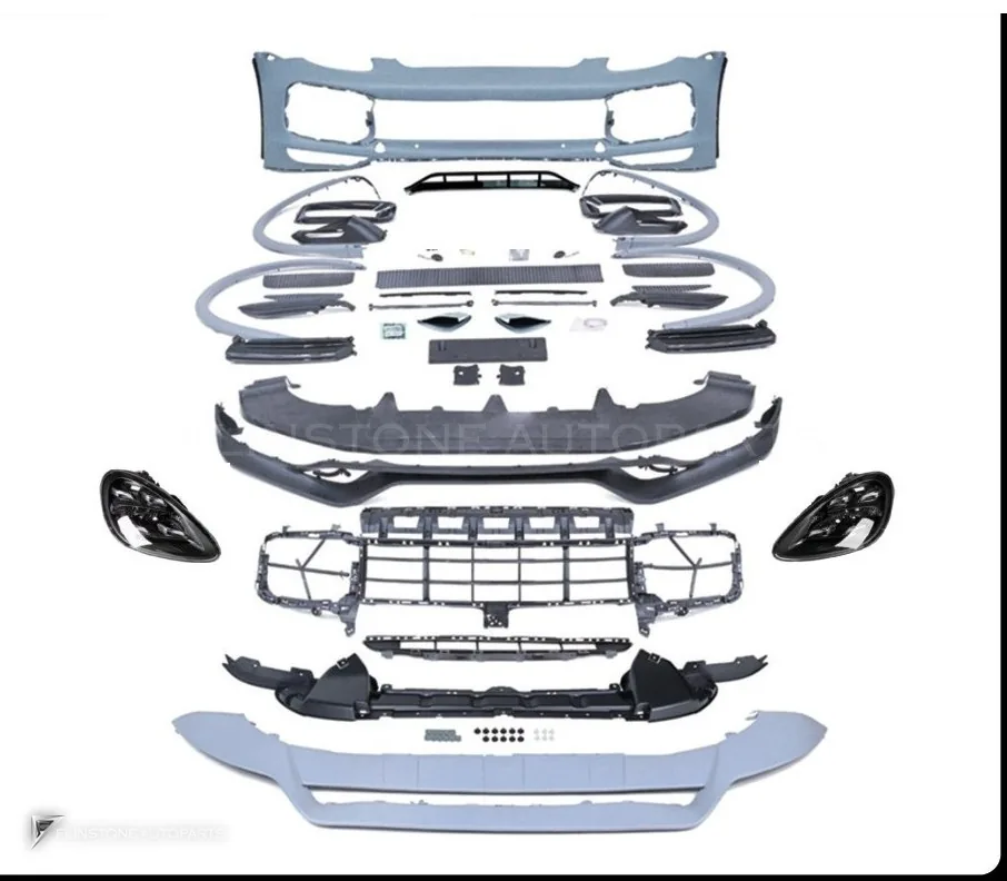 ชุดกันชนหน้า + ไฟหน้า Matrix PORSCHE Cayenne 958.1 ปี 11-14 แปลงโฉมรุ่นเก่าเป็นรุ่นใหม่ ทรง Turbo + TKT สไตล์ปี 23 by KM