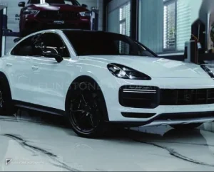 Full Body Kit + fender flares + carbon roof spoiler + door panels PORSCHE Cayenne 9Y0.1 year 18-23 base-to-top-spec upgrade style Turbo GT + GTS Coupe by KM