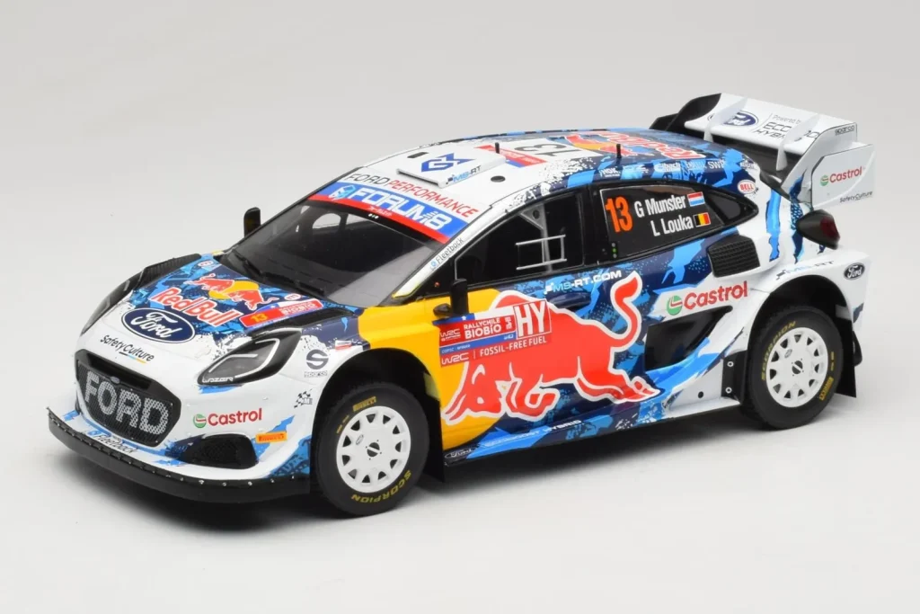 โมเดลรถ 1:18 Ford Puma Rally1 #13 M-Sport Ford WRT G. Munster / L. Louka Rally Chile ปี 2024 IXO