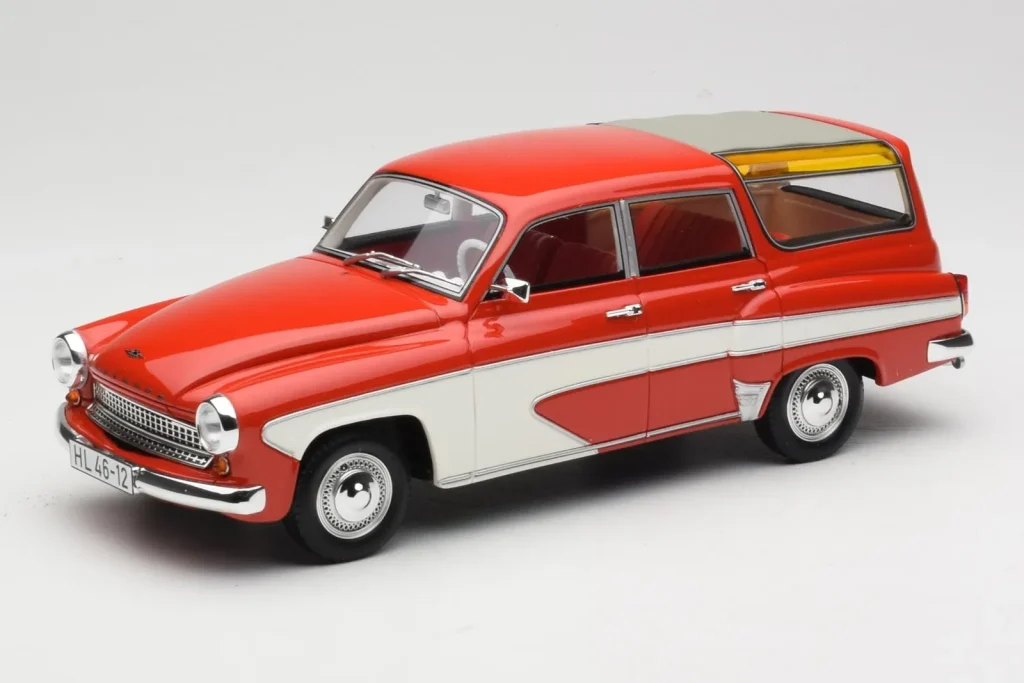 โมเดลรถ 1:18 Wartburg 311 Camping Deluxe Red White BoS Models (มือสอง)