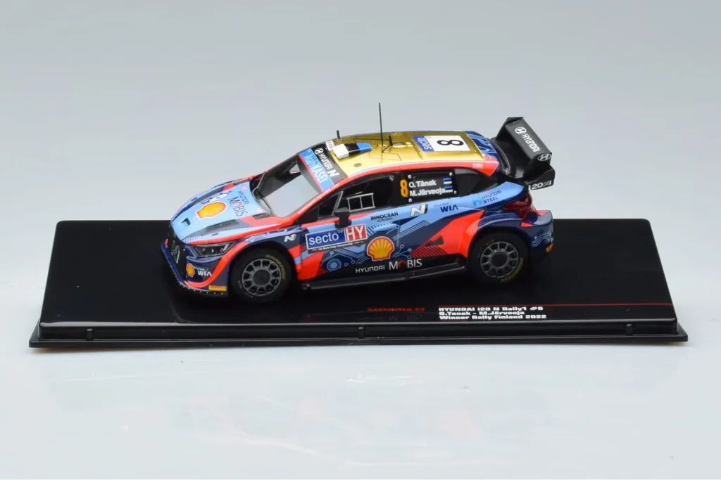 โมเดลรถ 1:43 Hyundai i20 N Rally1 #8 O. Tänak / M. Järveoja Rally Finland ปี 2022 IXO