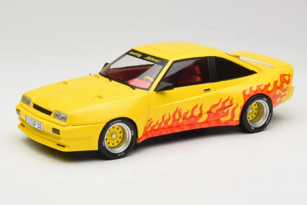 Model 1:18 Opel Manta B Mattig Yellow with Flame MCG