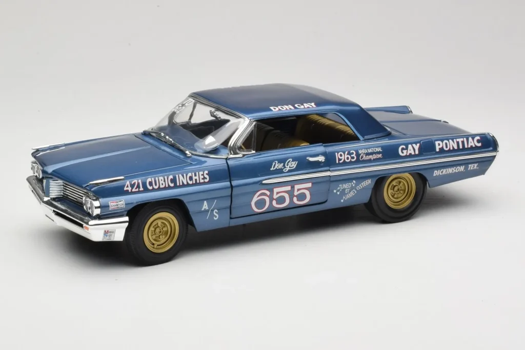 โมเดลรถ 1:18 Pontiac Catalina Super Duty Super Stock #655 ปี 1962 สีน้ำเงิน Auto World (มือสอง)