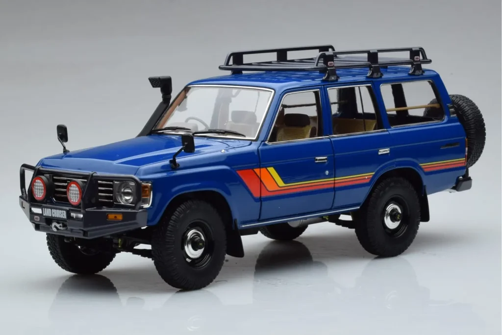 โมเดลรถ 1:18 Toyota Land Cruiser 60 Blue With Optional Parts Kyosho