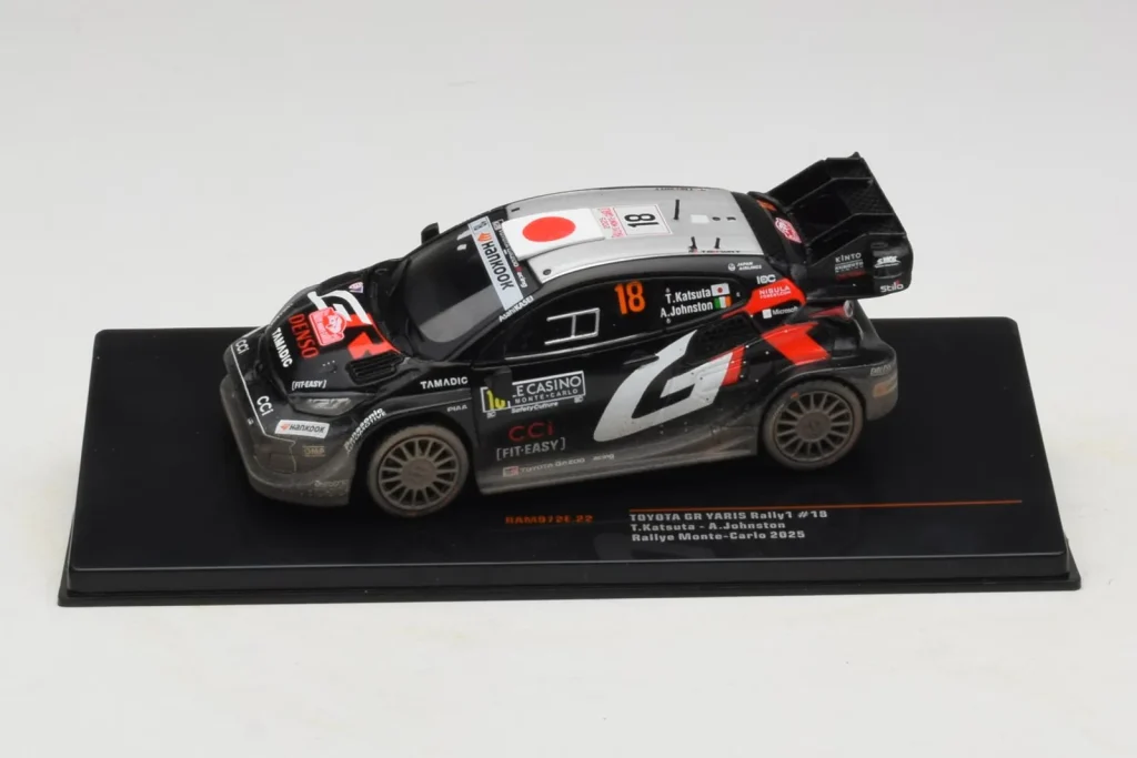โมเดลรถ 1:43 Toyota GR Yaris Rally1 #18 T. Katsuta / A. Johnston Rally Monte Carlo ปี 2025 IXO