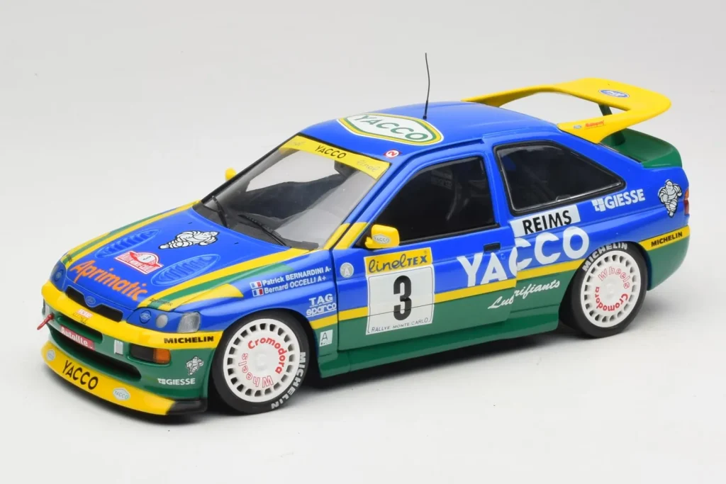 โมเดลรถ 1:18 Ford Escort #3 Yacoo P. Bernardini / B. Occelli Rally Monte Carlo Winner ปี 1996 UT Models (มือสอง)