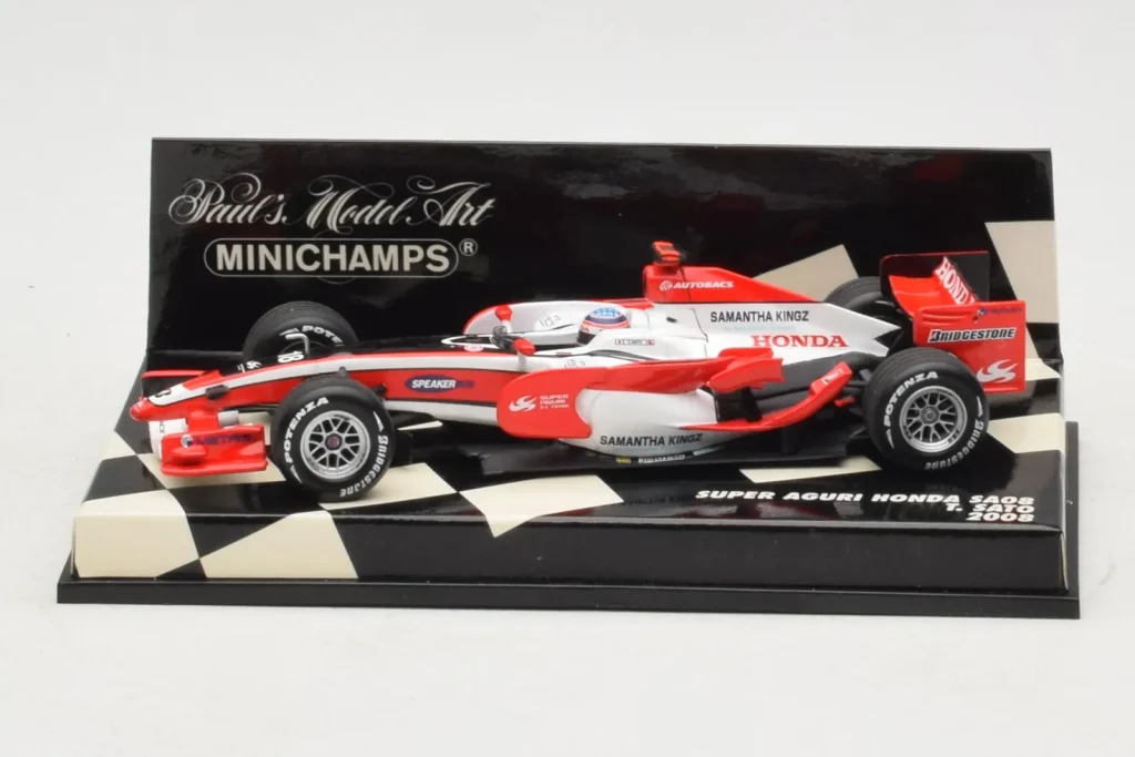 โมเดลรถ 1:43 Super Aguri SA08 Honda #18 T. Sato F1 ปี 2008 Minichamps (มือสอง)