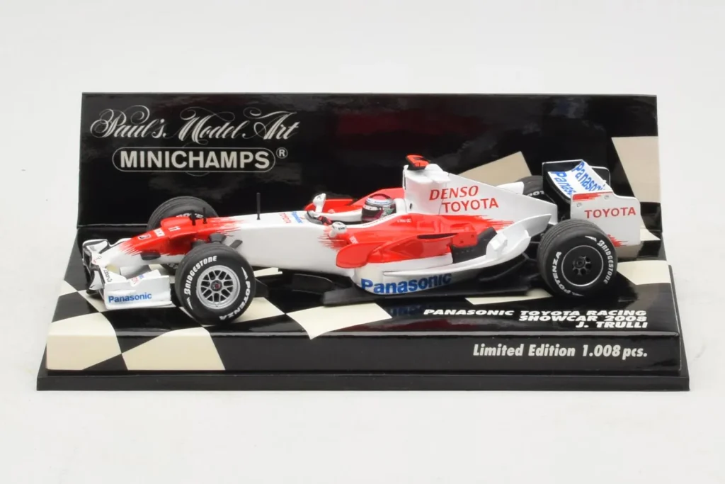 โมเดลรถ 1:43 Toyota TF108 #9 J. Trulli Panasonic Toyota Racing Showcar F1 ปี 2008 Minichamps (มือสอง)