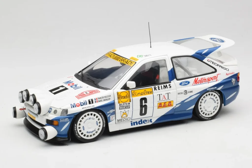 โมเดลรถ 1:18 Ford Escort RS Cosworth Mobil 1 #6 F. Delecour / D. Grataloup Rally Monte Carlo Night Version Winner ปี 1994 UT Models (มือสอง)