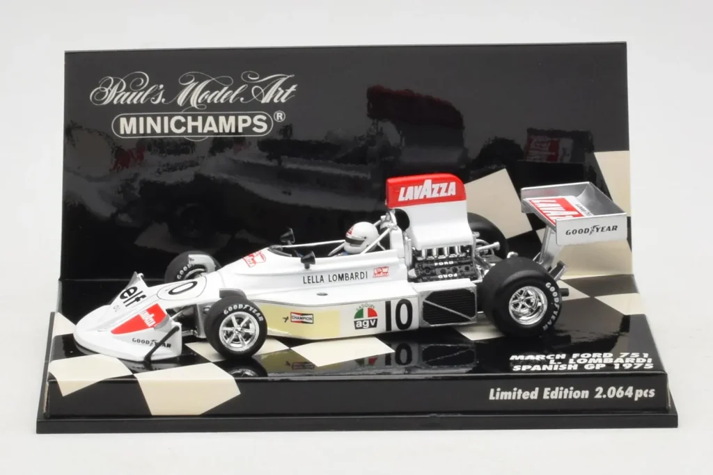 โมเดลรถ 1:43 March 751 Ford #9 L. Lombardi Spanish GP ปี 1975 Minichamps (มือสอง)