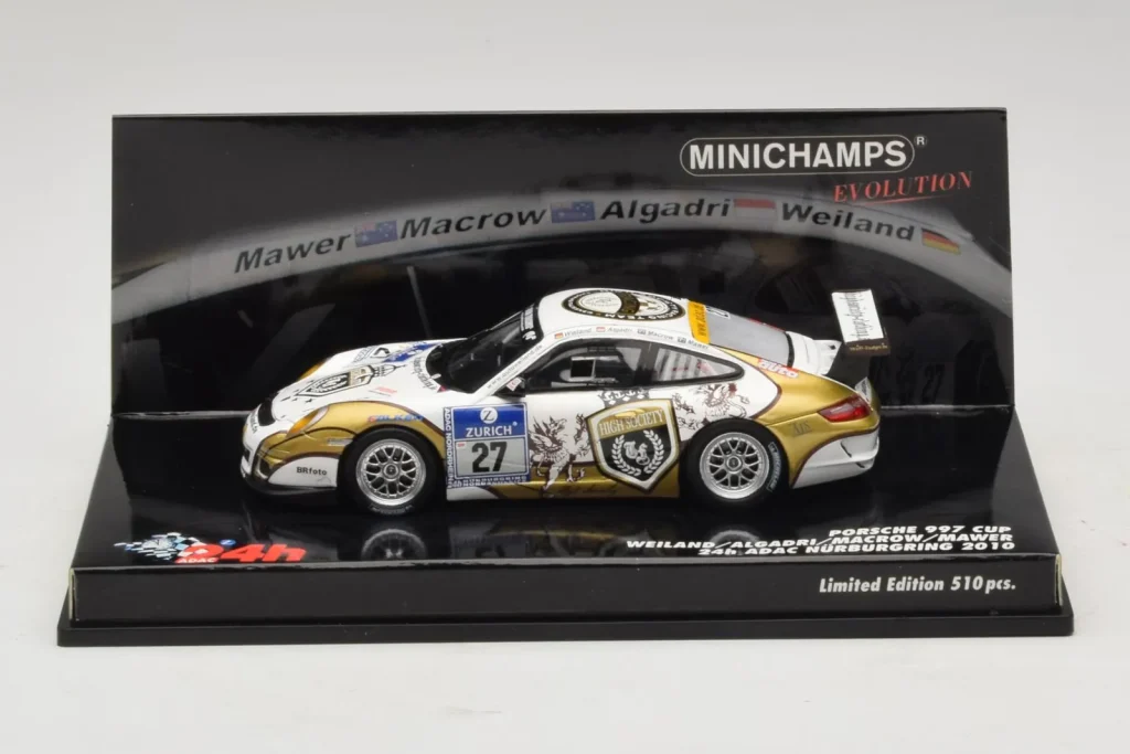 โมเดลรถ 1:43 Porsche 911 997 GT3 Cup #27 24 Hours of Nurburgring ปี 2010 Minichamps (มือสอง)
