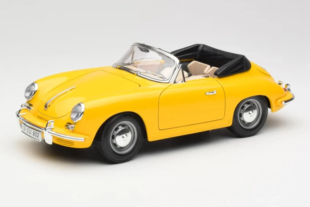 โมเดลรถ 1:18 Porsche 356B Cabriolet สีเหลือง Bburago (มือสอง)