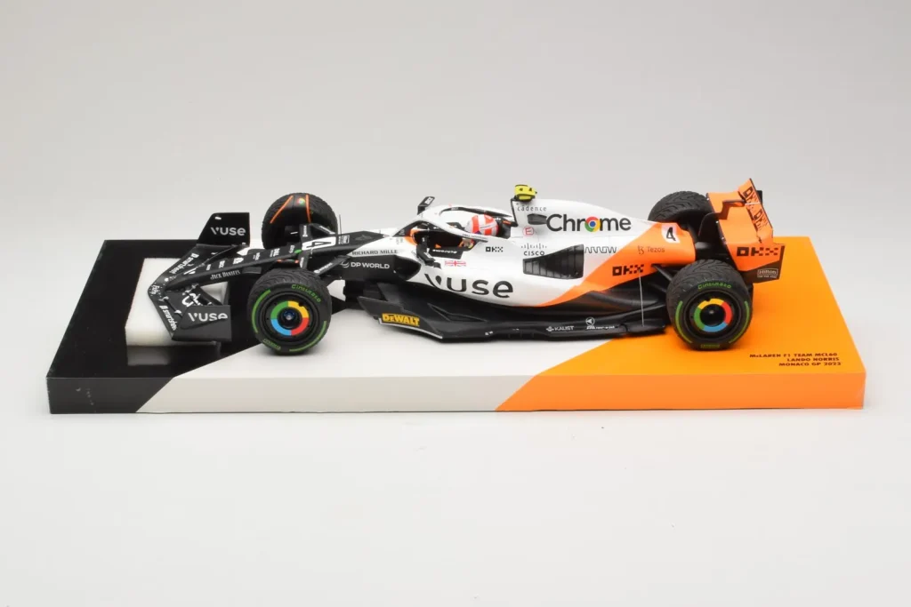 โมเดลรถ 1:18 McLaren MCL60 #4 L. Norris McLaren F1 Team Monaco Grand Prix ปี 2023 Minichamps (มือสอง)