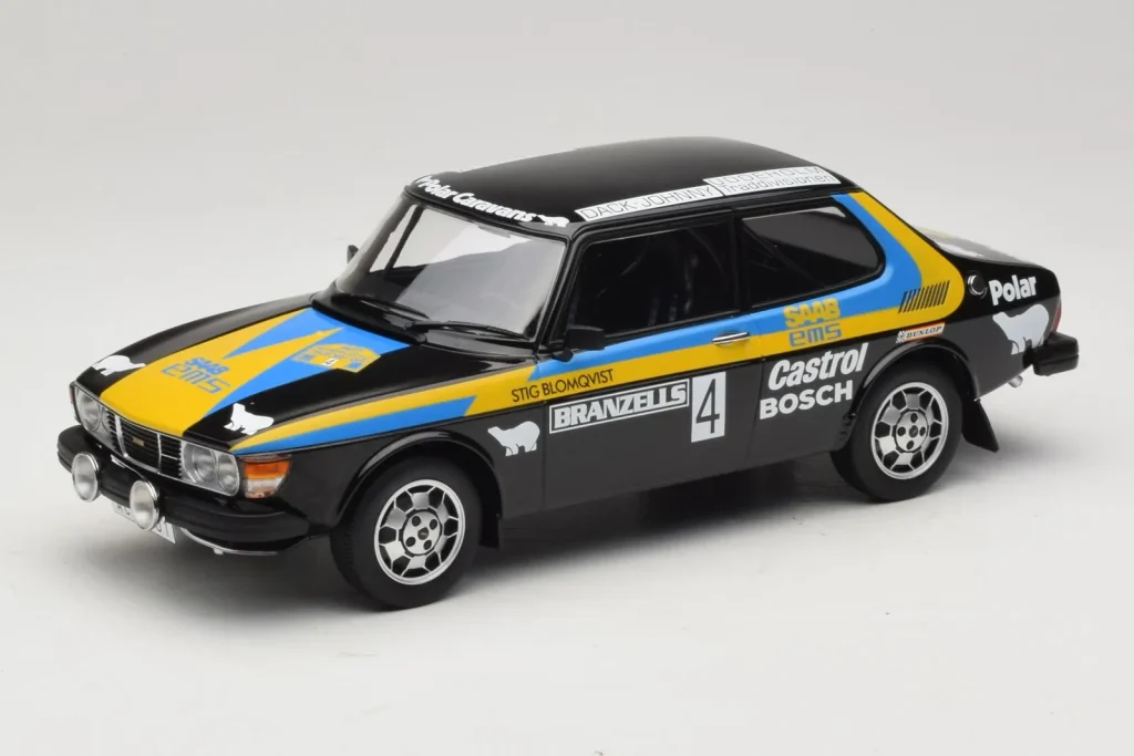 Model 1:18 Saab 99 EMS #4 S. Blomqvist / H. Sylvan Rally Sweden Winner year 1977 MCG