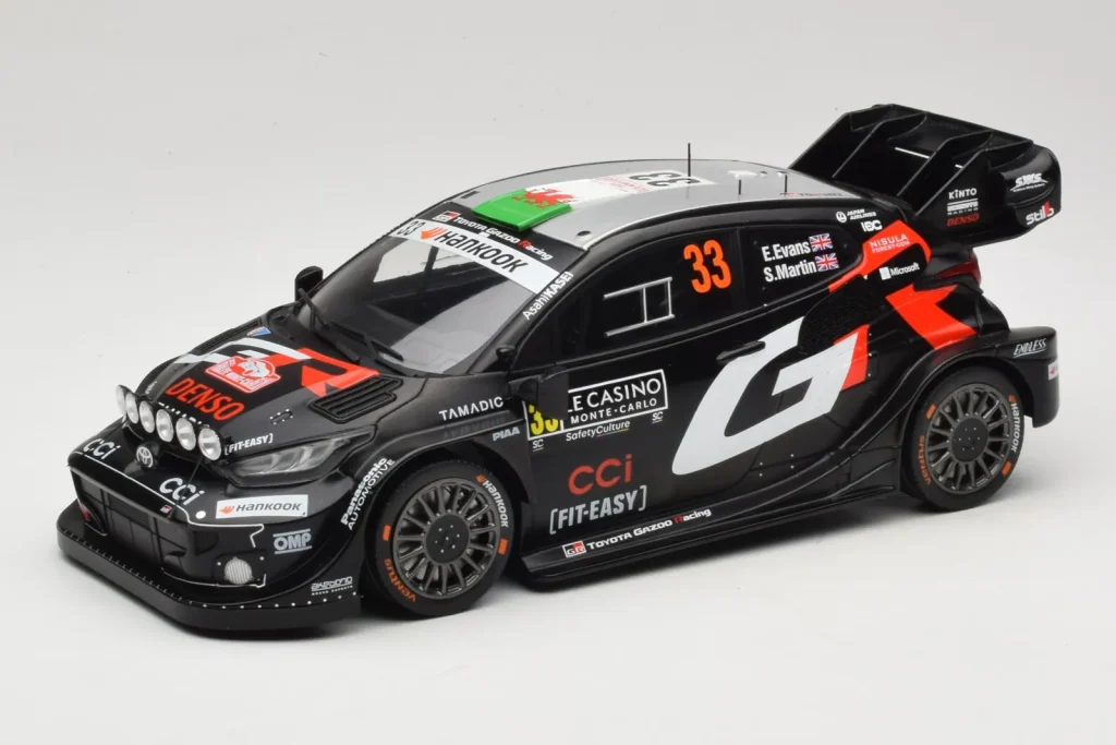 โมเดลรถ 1:18 Toyota GR Yaris WRC #33 E. Evans / S. Martin Rally Monte Carlo ปี 2025 IXO