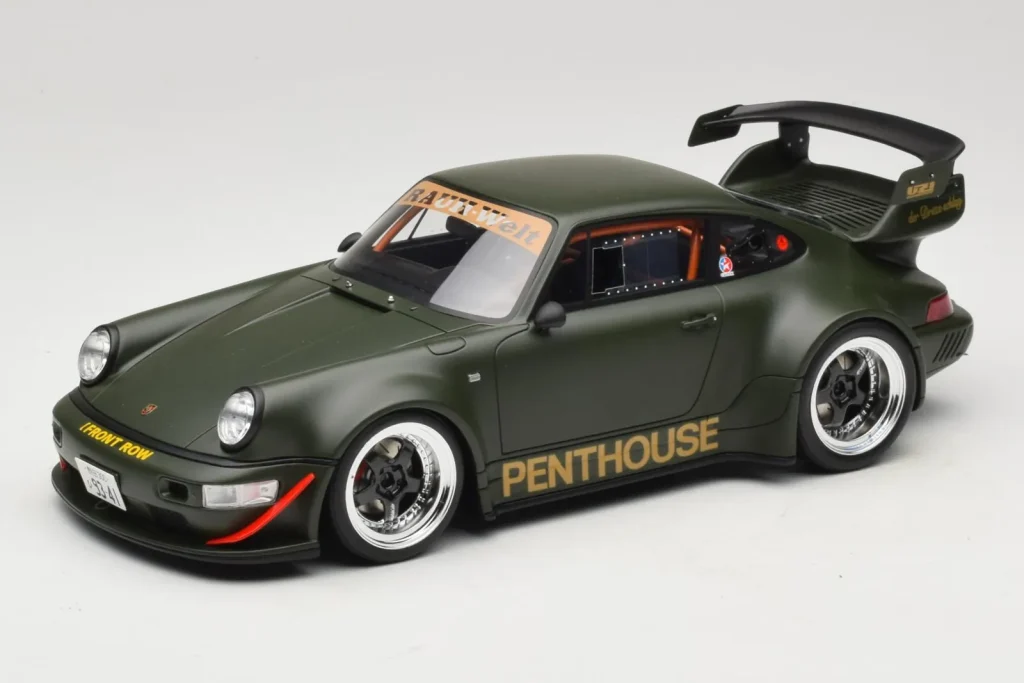 โมเดลรถ 1:18 Porsche 911 RWB Penthouse Kaki สีเขียว GT Spirit