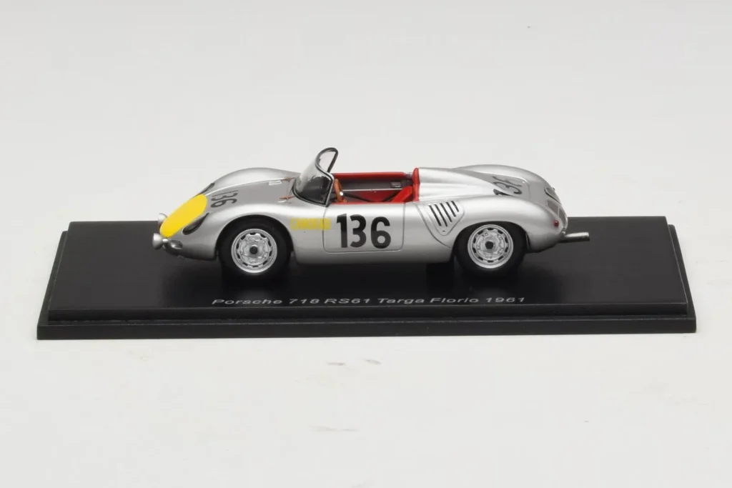 车型 1:43 Porsche 718 RS 61 #136 S. Moss / G. Hill Porsche KG Targa Florio 年 1961 Spark