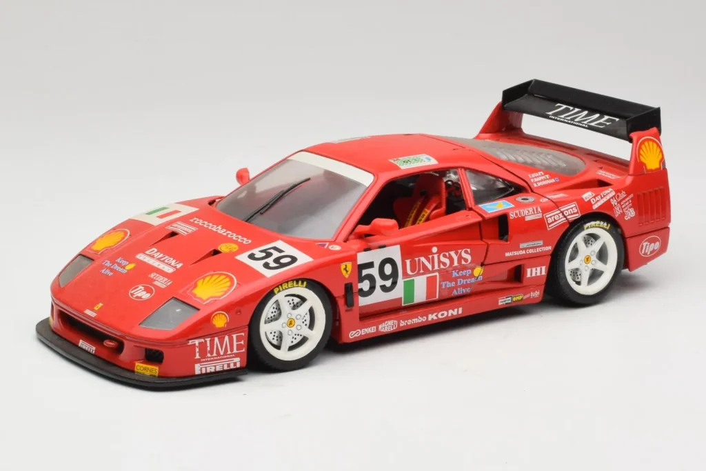 Model 1:18 Ferrari F40 LM Unisys #59 Ota / P. Nappi / R. Donovan 24 Hours of Le Mans year 1996 Bburago