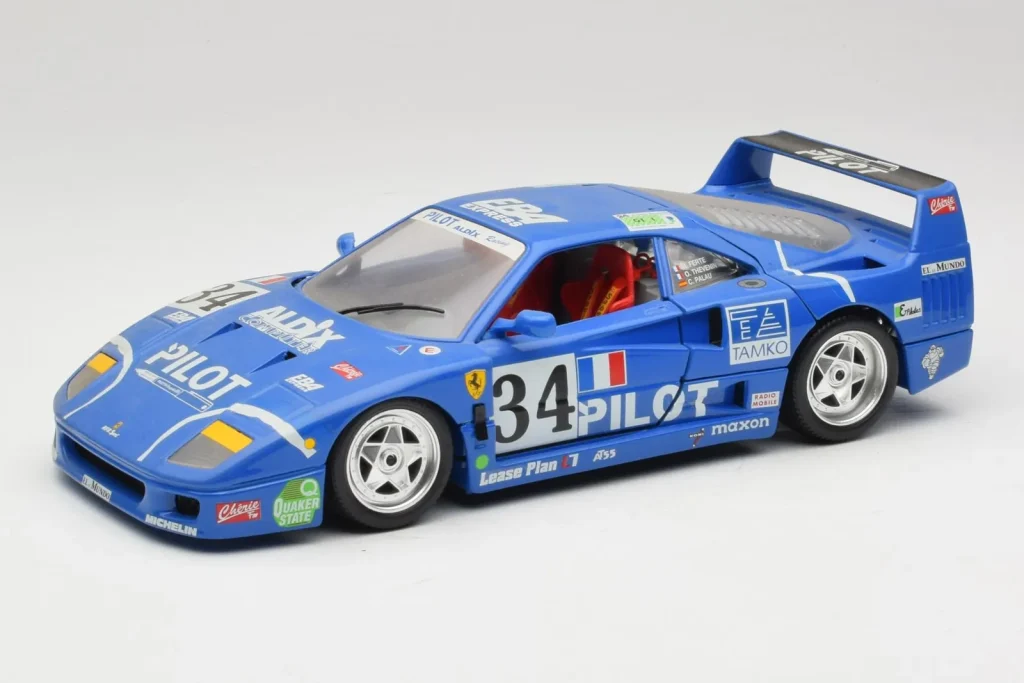 Model 1:18 Ferrari F40 #34 M. Ferte / Thavenin / Palau Pilot year 1987 blue Bburago