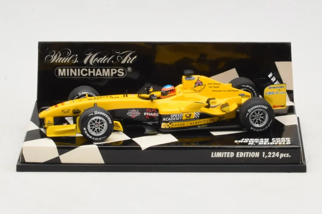 โมเดลรถ 1:43 Jordan EJ14 Ford #18 N. Heidfeld Jordan Ford F1 Team Showcar ปี 2004 Minichamps (มือสอง)