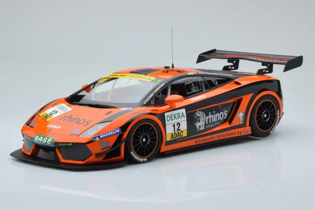 โมเดลรถ 1:18 Lamborghini Gallardo LP600+ GT3 Rhinos Leipert Motorsport #12 A. Petrishin / D. Leiper ADAC GT Masters ปี 2011 Minichamps (มือสอง)