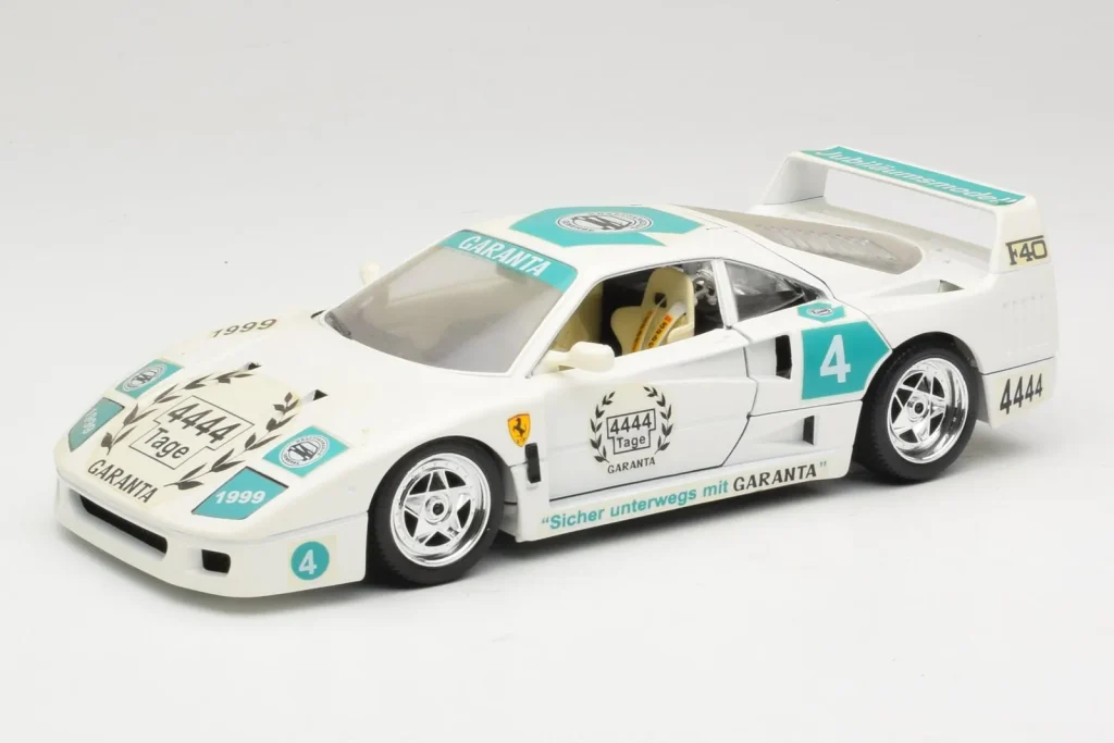 Model 1:18 Ferrari F40 4444 Tage Garanta #4 white Bburago