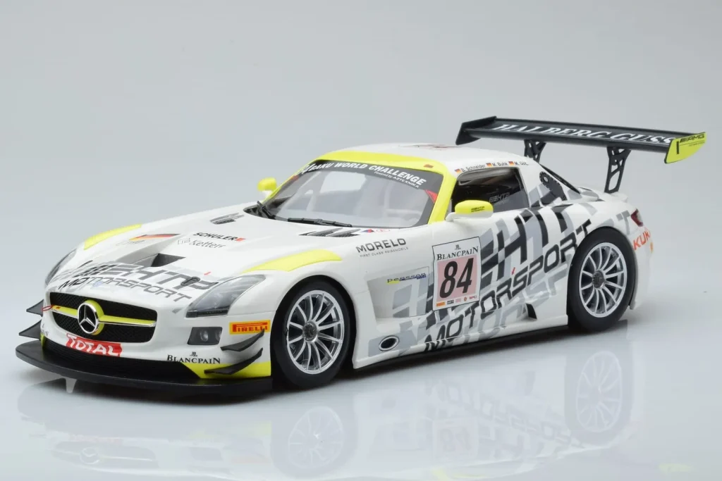 Model 1:18 Mercedes SLS AMG GT3 HTP Motorsport Persson #84 B. Schneider / M. Buhk / M. Gotz Winners 24 Hours of Spa-Francorchamps year 2013 Minichamps