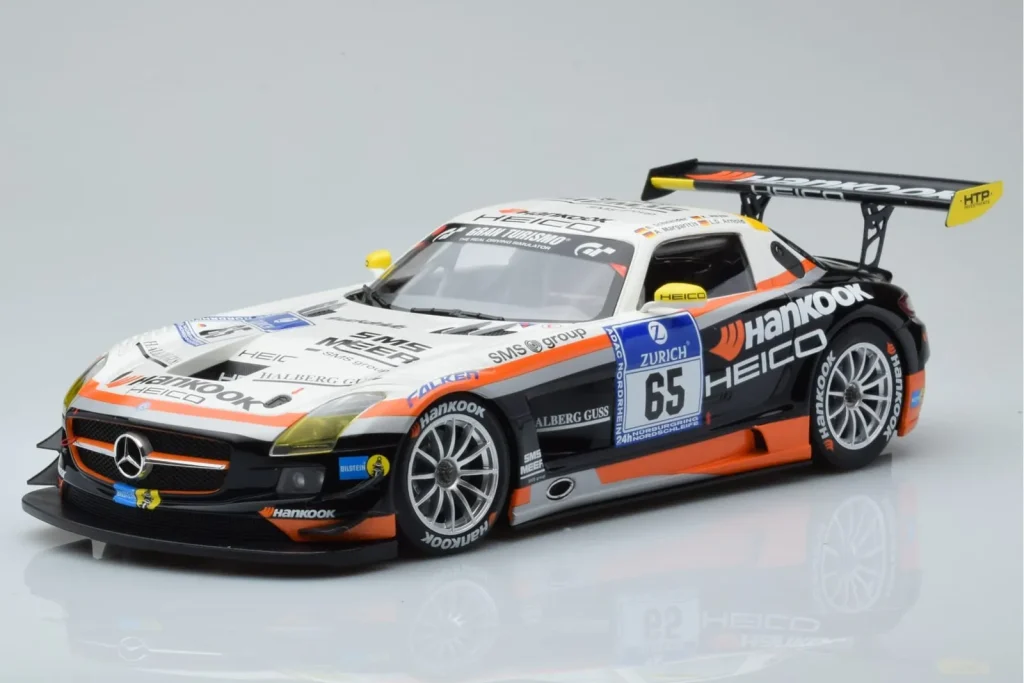 Model 1:18 Mercedes SLS AMG GT3 Hankook Team Heico #65 T. Heyer / B. Schneider / M. Arnold / G. Margaritis 24 Hours of Nurburgring year 2012 Minichamps