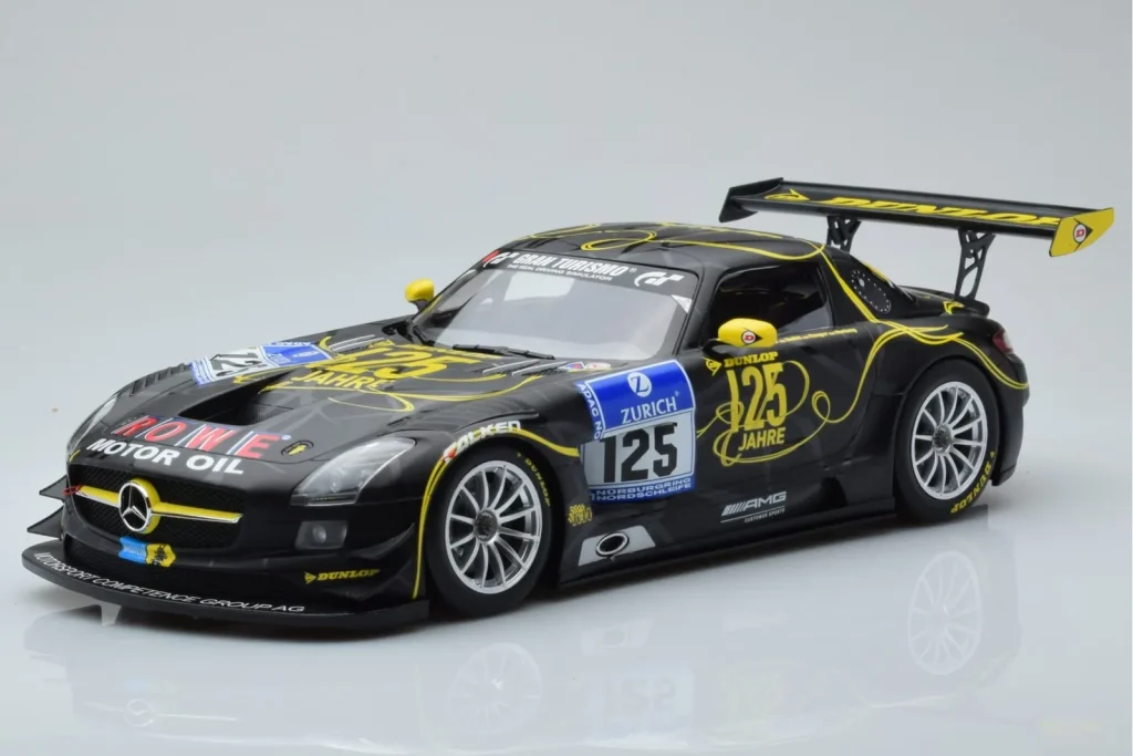 Model 1:18 Mercedes SLS AMG GT3 Rowe Racing #125 Zehe / Bullitt / Renger / Hartung ADAC 24 Hours of Nurburgring year 2013 Minichamps