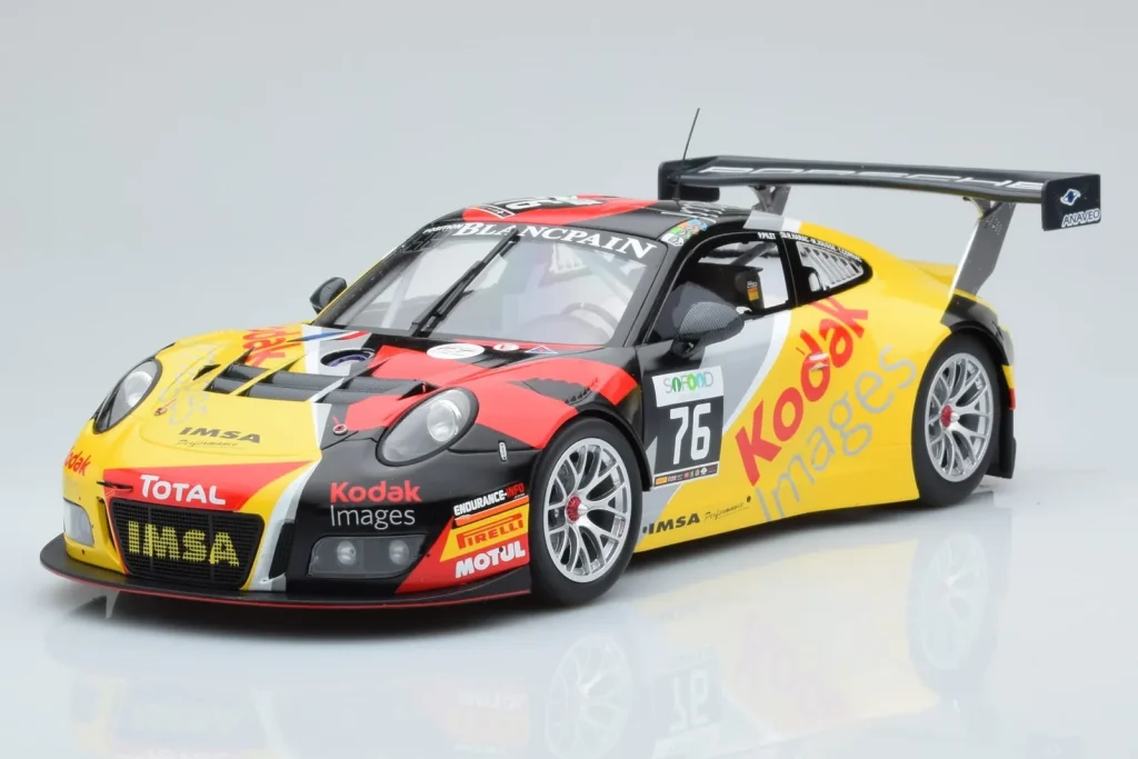 Model 1:18 Porsche 911 GT3 R Team IMSA Performance #76 A. Pilet / F. Narac / T. Jousse / R. Cornac Class Winners 24H Spa-Francorchamps year 2016 Minichamps