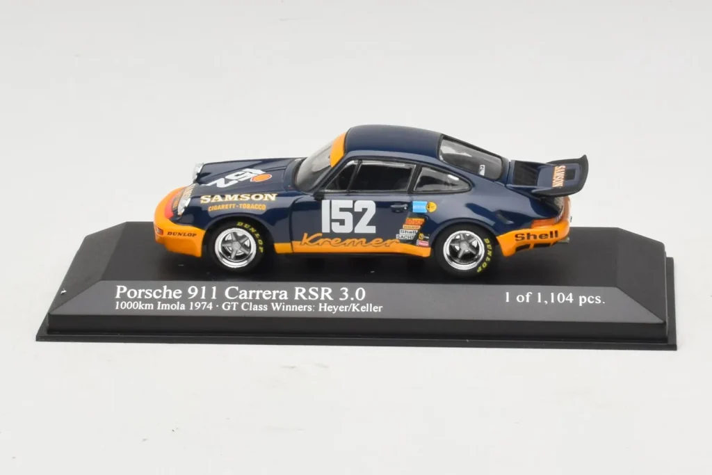 车型 1:43 Porsche 911 RSR 3.0 #152 H. Heyer / Keller Imola Class Winners 年 1974 Minichamps