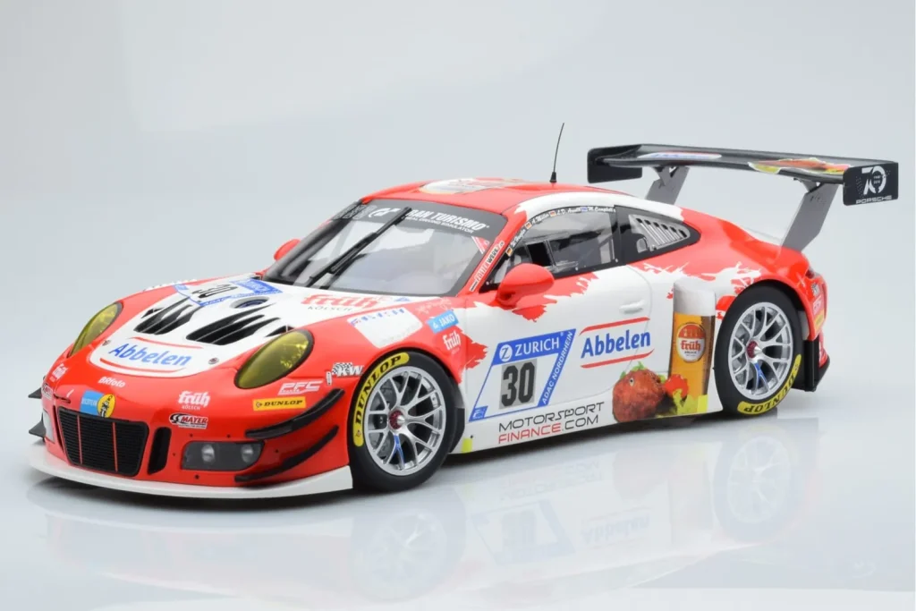 Model 1:18 Porsche 911 GT3 R Frikadelli Racing Team #30 M. Muller / M. Arnold / F. Henzler / M. Campbell 24 Hours of Nurburgring year 2018 Minichamps